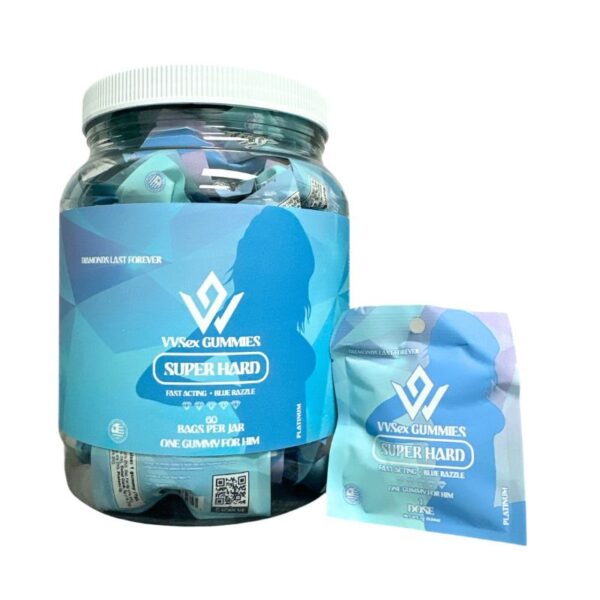 VVSEX - GUMMIES - SUPER HARD - 1CT/PK - 60PK/JR - MALE - BLUE RAZZLE