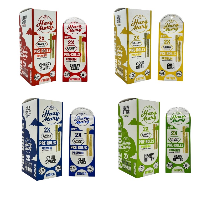 Hazy Mary | Saucy Diamond 2/$9.99 | Preroll | THCP | 1.25g | 10/2pk