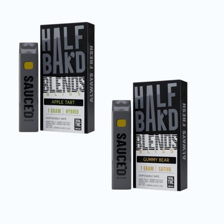 HALF BAK'D - DELTA - DISPOSABLE - BLENDS - D8+THC-V+CBG+CBC - BLISS - 1G/CT - 5CT/PK