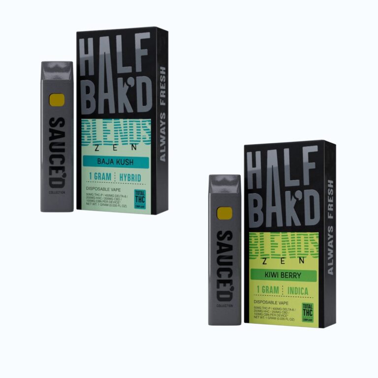 HALF BAK'D - DELTA - DISPOSABLE - BLENDS - D8+THC-P+CBD+CBN+HHC - ZEN - 1G/CT - 5CT/PK