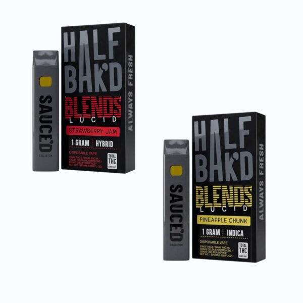 HALF BAK'D - DELTA - DISPOSABLE - BLENDS - LUCID - THC-B+THC-H+CBD - 1G/CT - 5CT/PK