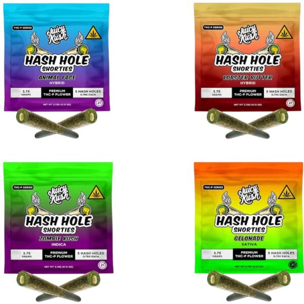 JUICY KUSH - DELTA - HASH HOLE SHORTIES - THC-P FLOWER - 5CT/PK(3.75G) - 10PK/BX