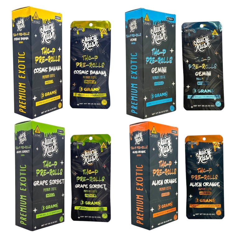 JUICY KUSH - DELTA - PREROLL - PREMIUM EXOTIC - THCP - 1.5GM/CT - 2CT/PK - 5PK/BX