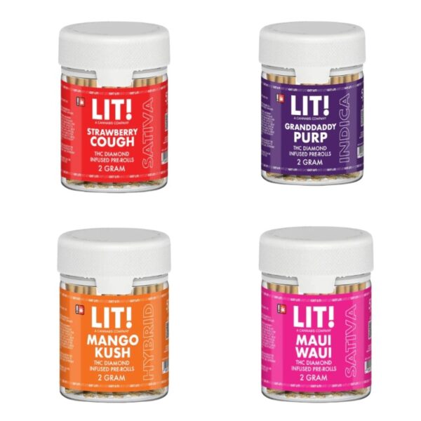 LIT! - DELTA - PREROLLED JOINTS - THC DIAMOND INFUSED - 2G - 50CT/JR