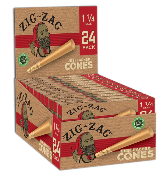 ZIG ZAG - SMOKING ACC - CONE - 1 1/4 SIZE - 24CT/PK - 12PK/BX - UNBLEACHED