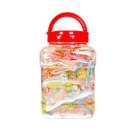 HAND PIPE - HEAVY GLASS - MIX JAR - 2.5" - 100CT/JR - ASSORTED COLOR