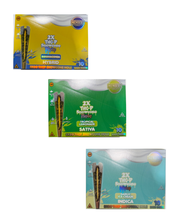 MEMBERS ONLY - DELTA PREROLLS - 2G - THCP SNOW CONE HASH HOLE - 10/2PK