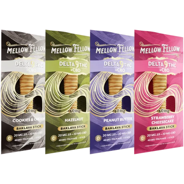 MELLOW FELLOW - DELTA - BAKALAVA STICKS - D9+CBD - 40MG/PK - 40PK/BX