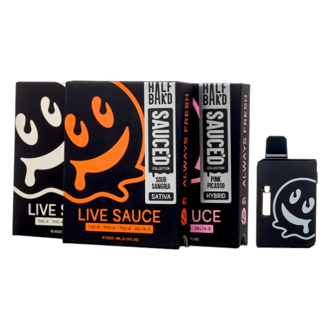 HALF BAK'D - DELTA - DISPOSABLE VAPE - LIVE SAUCE - THC-P+THC-B+D9 - 4GM/CT - 5CT/BX