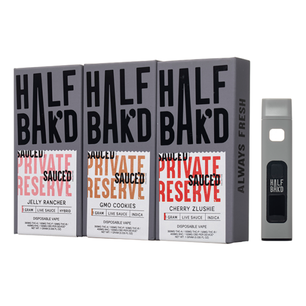 HALF BAK'D - 1G LIVE SAUCE PRIVATE RESERVE DISPOSABLES 5CT