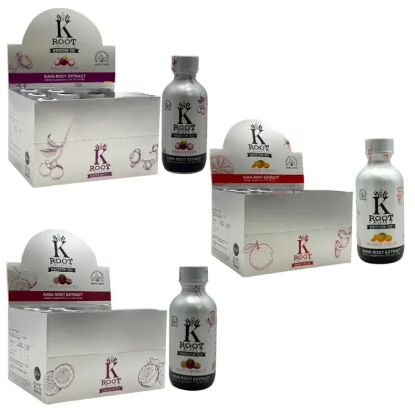 k ROOT - SHOTS - KAVA ROOT EXTRACT - 60ML/CT - 12CT/BX - RHODIUM 500