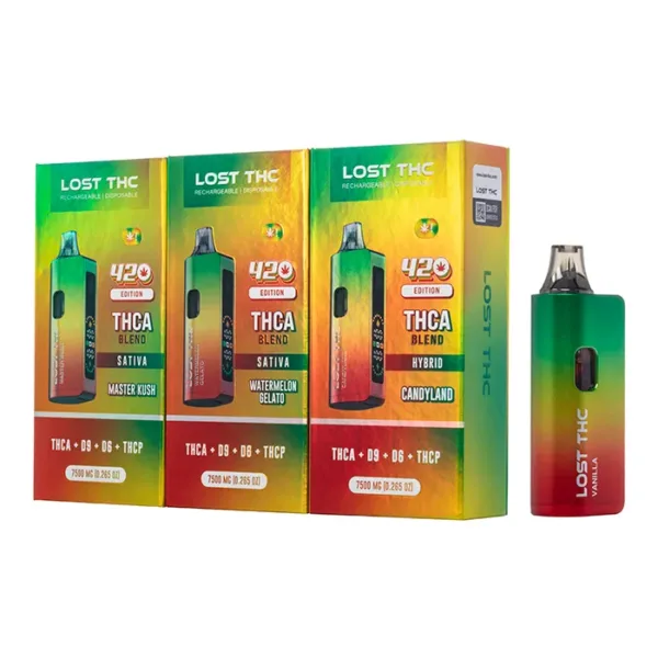 LOST THC - DELTA - DISPOSABLE - LR - 420 EDITION - THCP+D8 - 7500 MG - 5CT/BX
