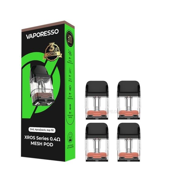 Vaporesso | XROS | Pod | 3mL | 4pk | COREX 3.0 | 0.4Ω