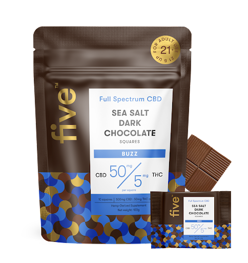 FIVE FULL SPECTRUM CBT + THC DARK CHOCOLATE 10PK