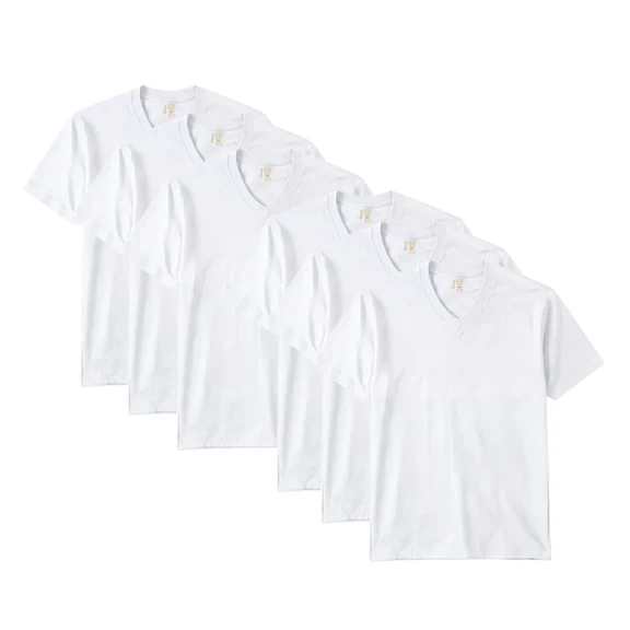 G MAN SPORT - APPAREL - WHITE T SHIRT - SHORT SLEEVE - 6 CT DISPLAY - V NECK